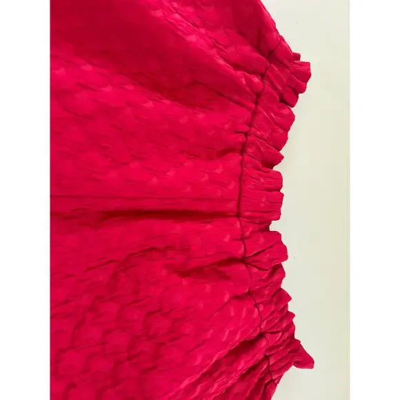 Merlette Smocked Waist Textured Shorts 4 inch Womens Medium Hot Pink Beach Artsy - Picture 11 of 15